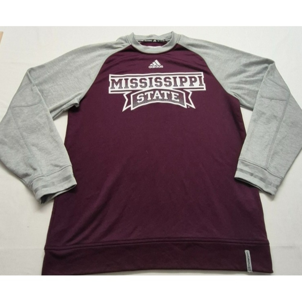 Mississippi State Bulldogs Adidas men's maroon/gray pullover athletic shirt sz M